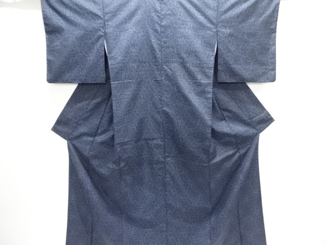 JAPANESE KIMONO / ANTIQUE GENJI-GURUMA PATTERN TSUMUGI KIMONO